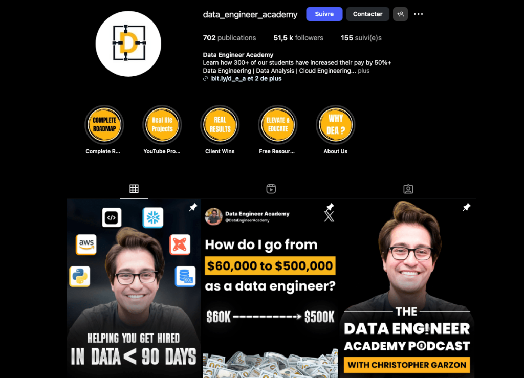 Data Engineer Academy Instagram